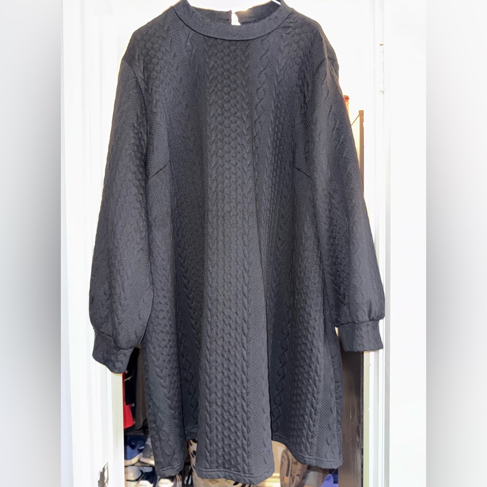 “PLUS SIZE” Elegant Black Cable Knit Dress
